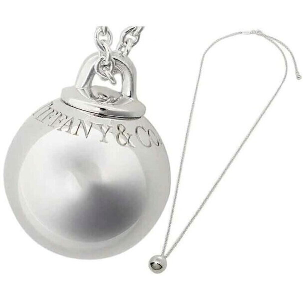 Tiffany Co Logo Ball Pendant NecklaceSilver ChainSterling SilverHardwear